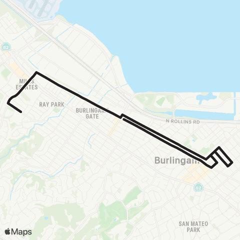 SamTrans Burlingame School - Carolan map
