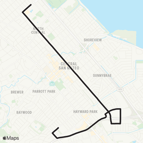 SamTrans Peninsula / Humboldt - Borel MS map