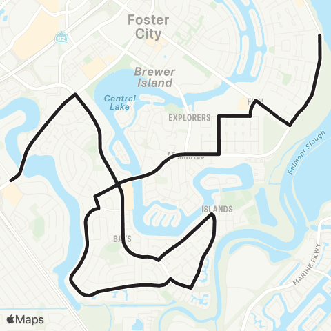 SamTrans Bowditch School - Hillsdale / Norfolk map