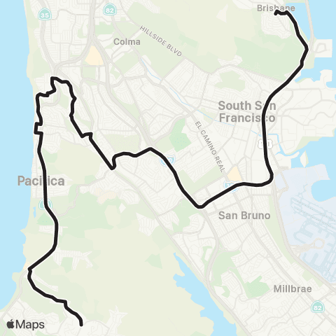 SamTrans Brisbane - Terra Nova High map