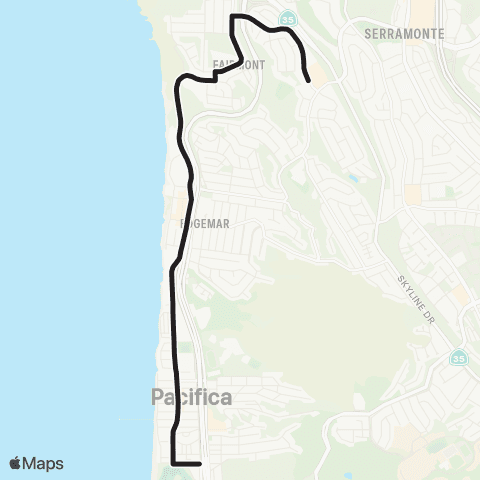 SamTrans Pacifica School - Fairmont Shopping Ctr map