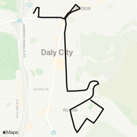 SamTrans Daly City BART - Thomas R Pollicita MS map