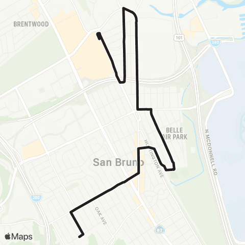 SamTrans Parkside IL - San Bruno BART map