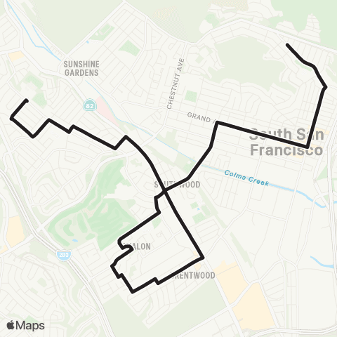 SamTrans Hillside / Grove - Alta Loma School map