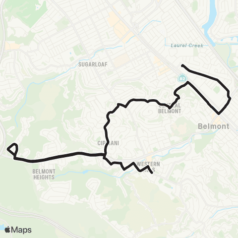 SamTrans Hillsdale - Alameda & Ralston map
