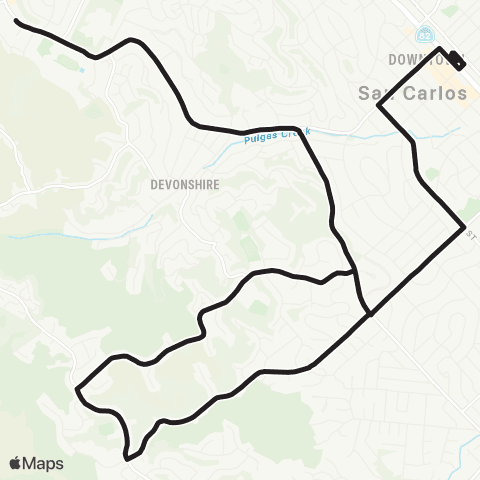 SamTrans San Carlos Caltrain - Alameda / Ralston map