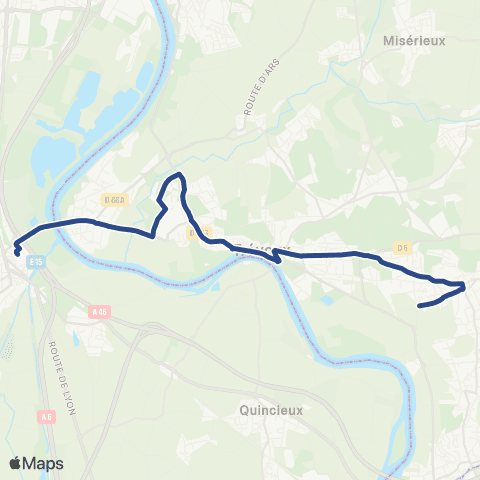 Saônibus Ligne 1 Anse - Reyrieux map