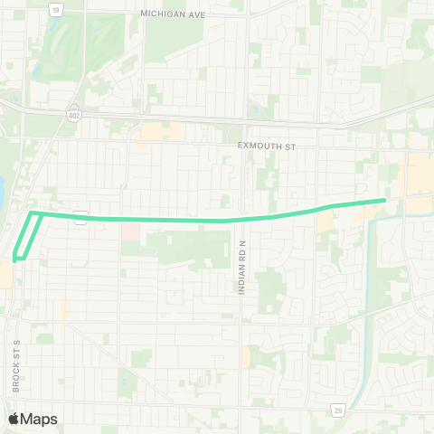 Sarnia Transit London Road Express map