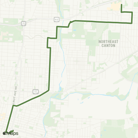 SARTA Downtown Canton-Harmont Walmart map