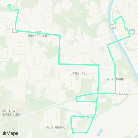 SARTA Downtown Massillon - Rolling Hills map