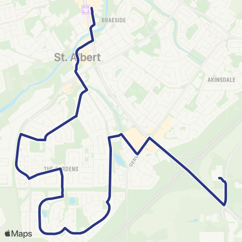St. Albert Transit Heritage Lakes - The Gardens map
