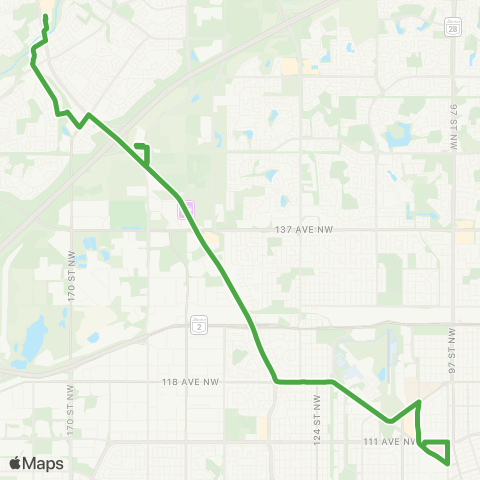 St. Albert Transit Kingsway Tc Via Nait map