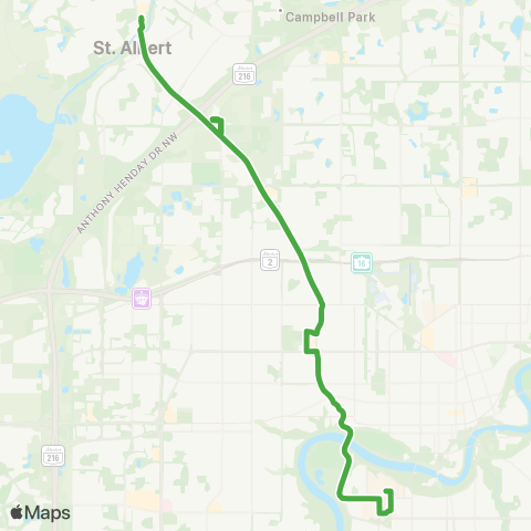 St. Albert Transit Uofa Via Westmount map