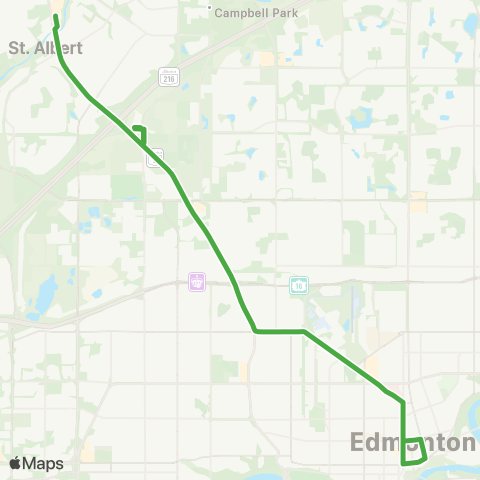 St. Albert Transit Downtown Edmonton Express map