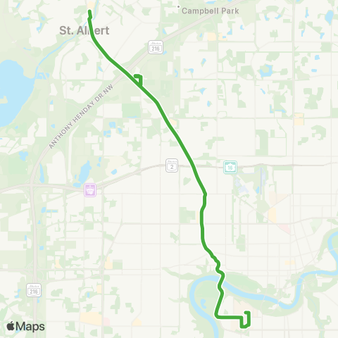 St. Albert Transit Uofa Express map