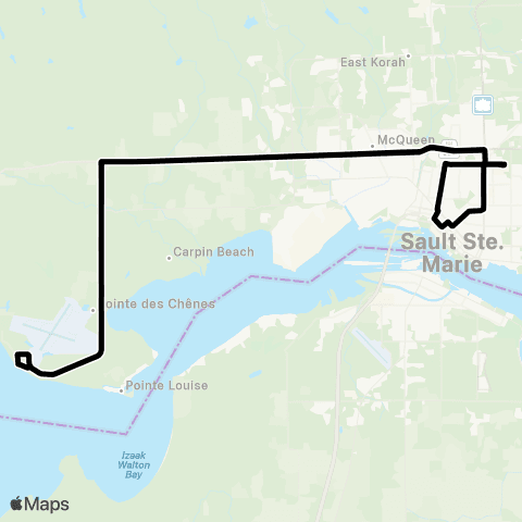 Sault Ste. Marie Transit Pointe Des Chenes map