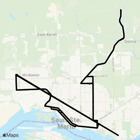 Sault Ste. Marie Transit Hiawatha map