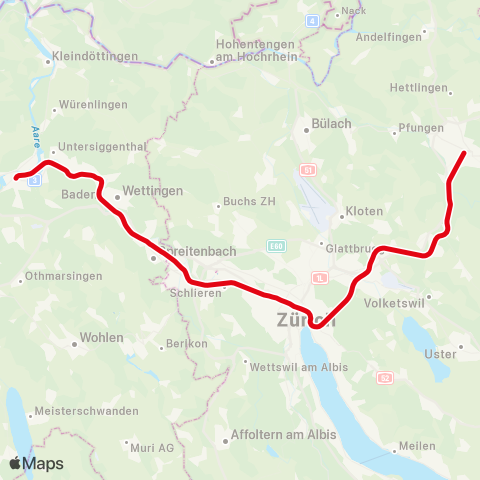 SBB CFF FFS Brugg AG - Winterthur map