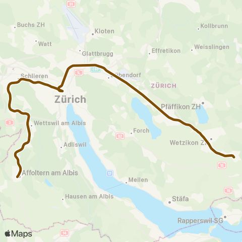 SBB CFF FFS Hinwil - Affoltern am Albis map