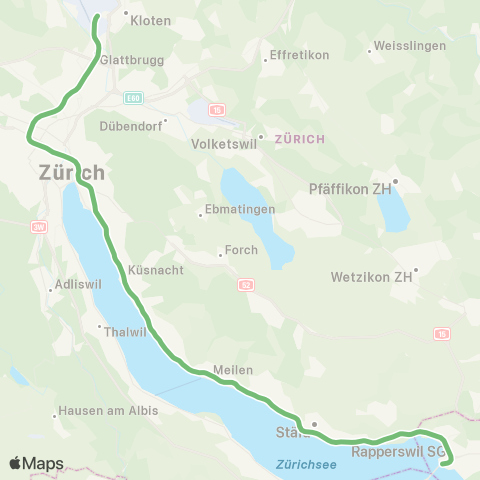 SBB CFF FFS Herrliberg-Feldmeilen - Zürich Flughafen map