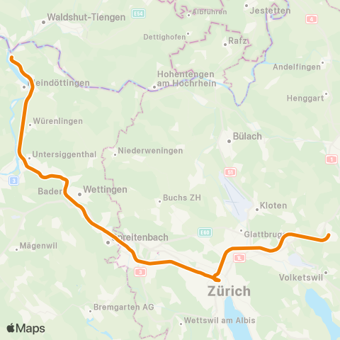 SBB CFF FFS Effretikon - Dietikon map