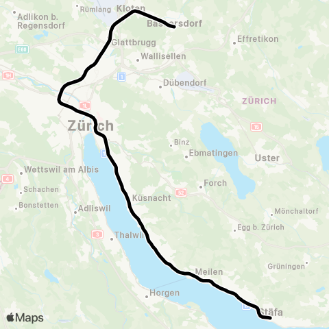 SBB CFF FFS Stäfa - Bassersdorf map