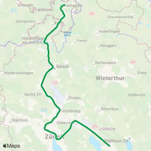 SBB CFF FFS Uster - Schaffhausen map