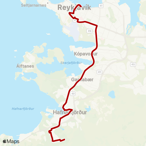 Strætó Skúlagata - Hfj. Skarðshlíð map
