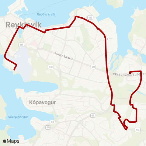 Strætó Skerjafjörður - Ártún map