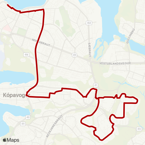 Strætó Skúlagata - Mjódd map