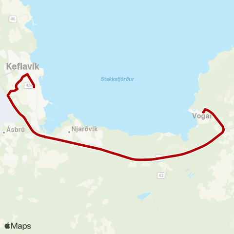 Strætó Vogar - Vogaafleggari map