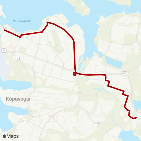 Strætó Lækjartorg B - Norðlingaholt map