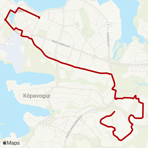 Strætó Laugavegur - Breiðholt map