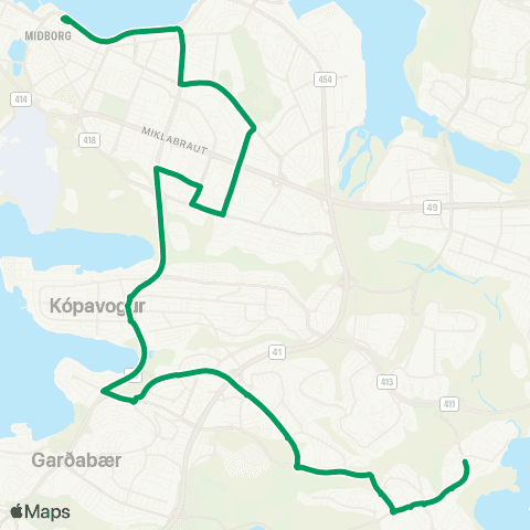 Strætó 102 - Menningarnótt 2025 map