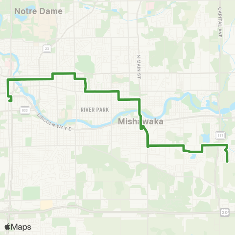 Transpo McKinley-Mishawaka map
