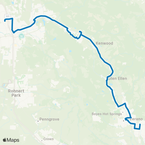 Sonoma County Transit Kenwood, Glen Ellen, Sonoma Valley map