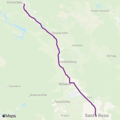 Sonoma County Transit Cloverdale, Healdsburg, Windsor map