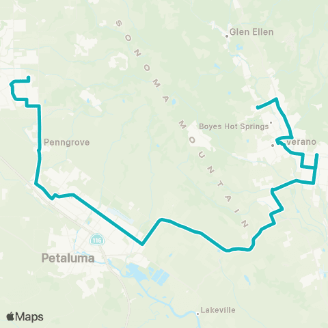 Sonoma County Transit Sonoma, Rohnert Pk, Petaluma SRJC, Credo HS, SSU map