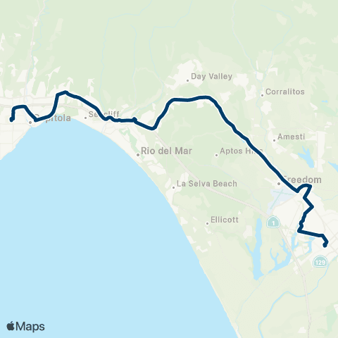 Santa Cruz METRO Soquel / Freedom / Cabrillo map