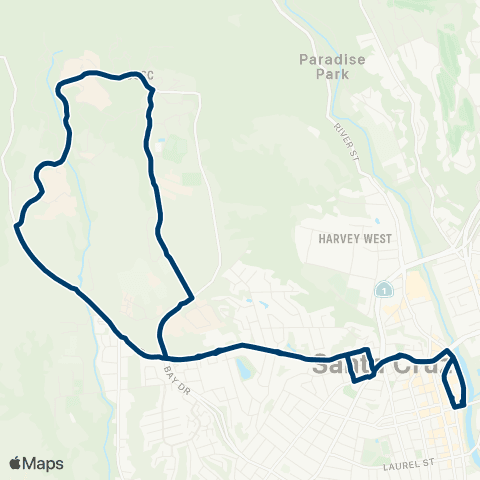 Santa Cruz METRO UCSC via West Gate - High map