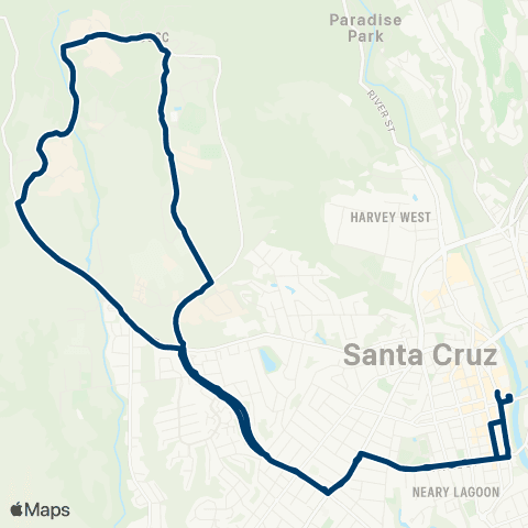 Santa Cruz METRO UCSC via Main Gate - Laurel / Bay map