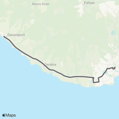 Santa Cruz METRO Highway 1 - Davenport map