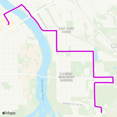 Metro Bus Route 9 map