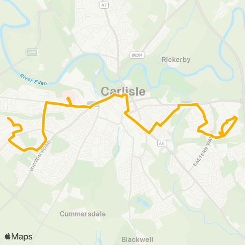 Stagecoach Cumbria and North Lancashire Carvoran Way - Durranhill Terminus map
