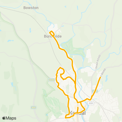 Stagecoach Cumbria and North Lancashire Westmorland Shopping Ctr - Queen Katherine Sch map