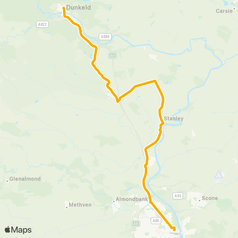 Stagecoach East Scotland Tulliemet Road End - Chapel Street map