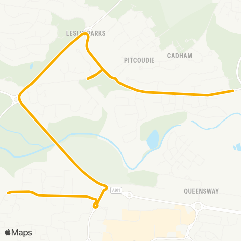 Stagecoach East Scotland Glenrothes High School - Aspen Avenue map