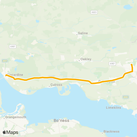 Stagecoach East Scotland Queen Anne HS - Tulliallan Golf Course map
