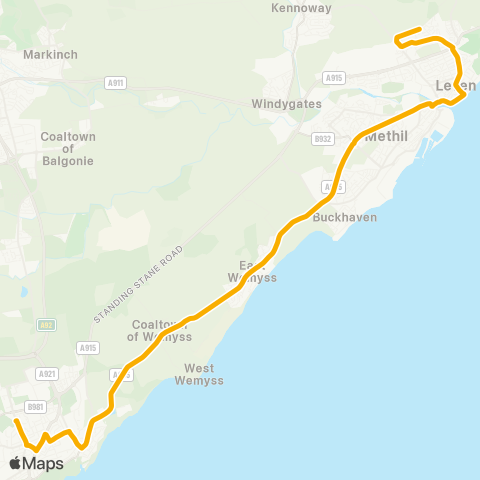 Stagecoach East Scotland St Andrews HS - Casan Turning Circle map