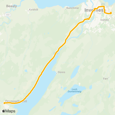 Stagecoach Bluebird Raigmore Hospital - Drum Green map